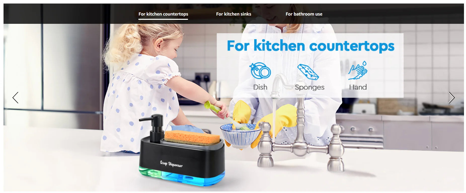kitchen soap dispenser with space saving design