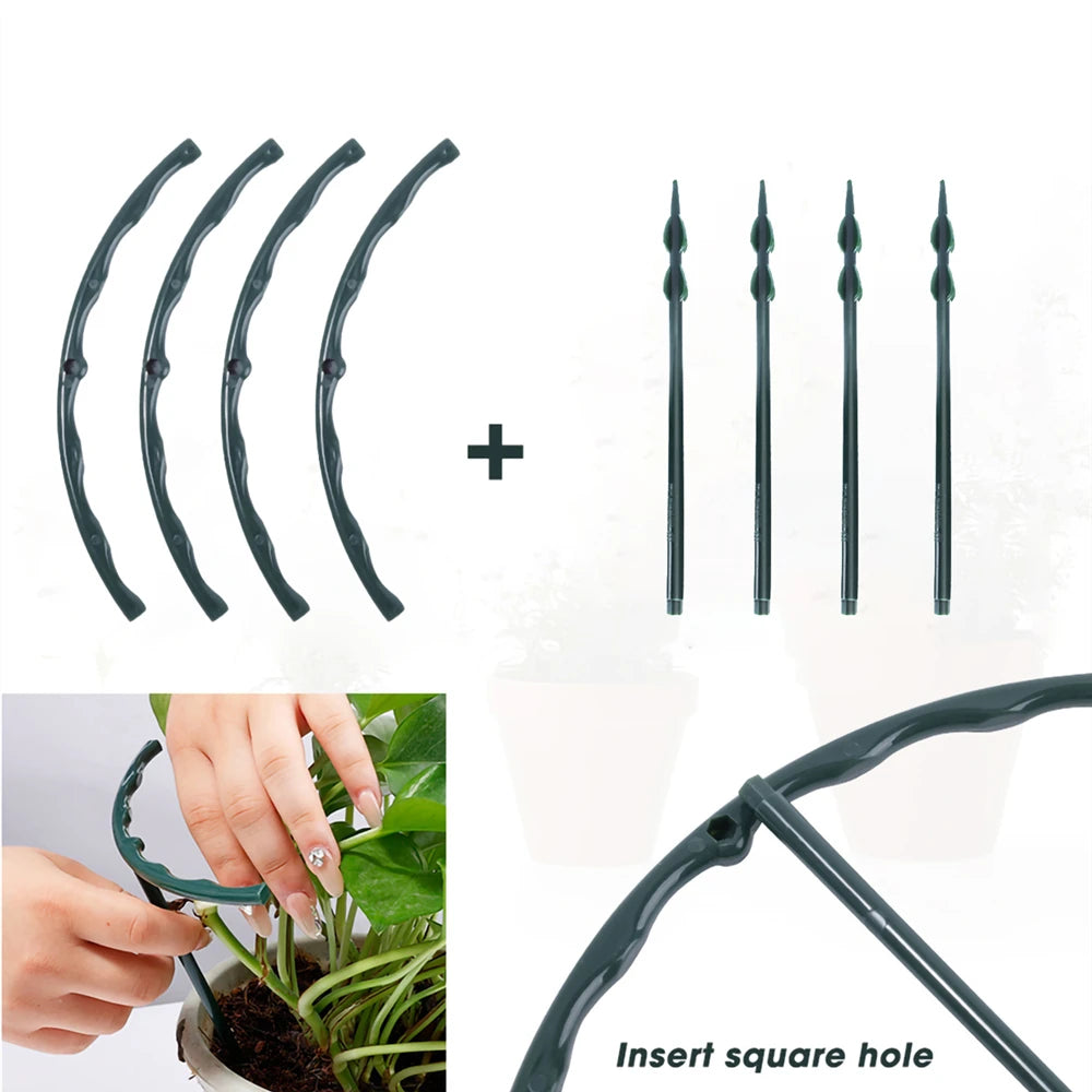8PCS Plastic Plant Support Frame | Semicircle Vine Climbing Bracket for Indoor Plants