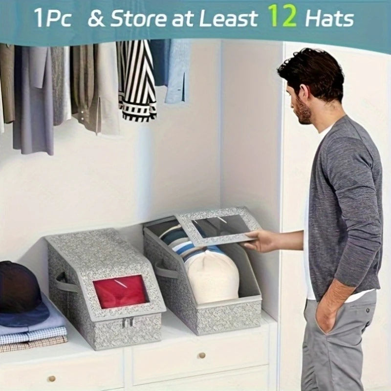 Stackable fabric storage box set – 2 Pc large closet organizer with zipper lid USA