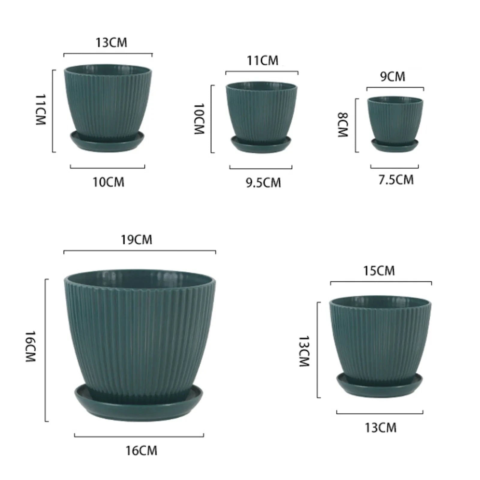 Round Flower Pot Planters with Tray for Succulents, Home & Garden