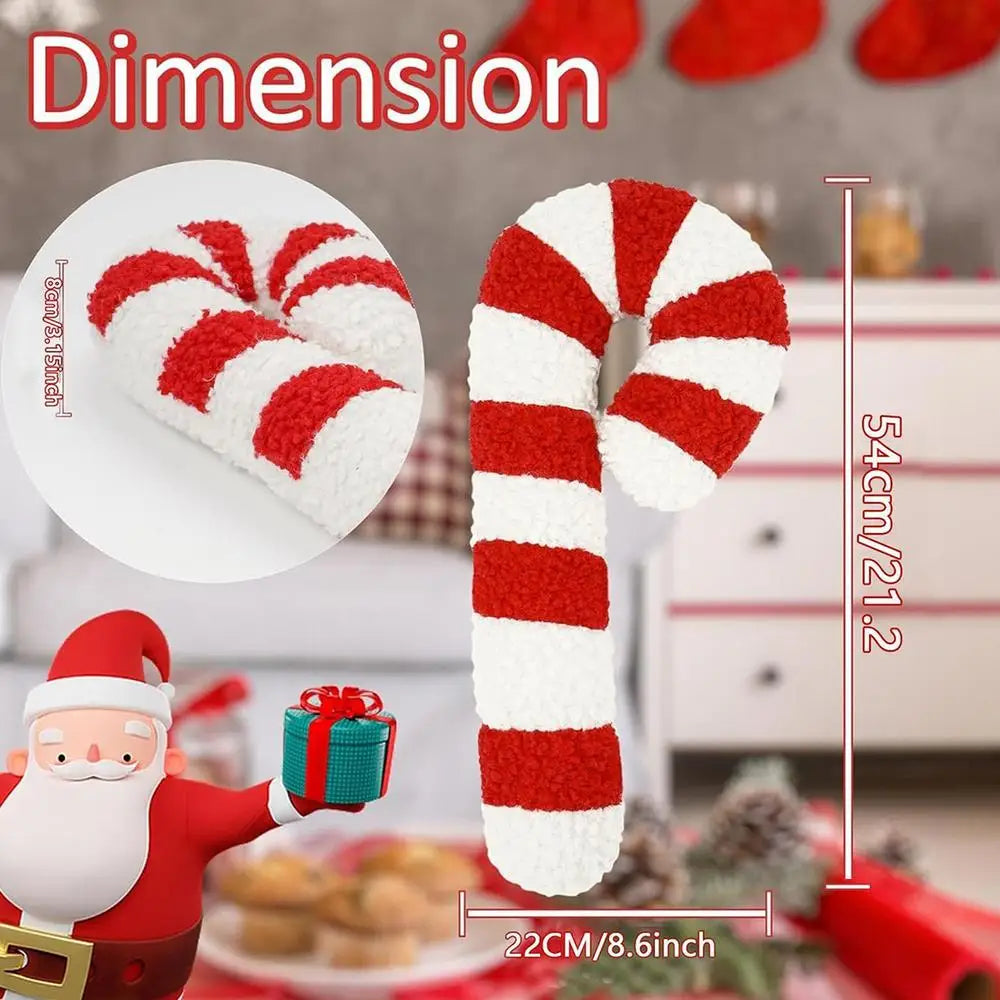 Christmas Candy Cane Throw Pillow 35cm/54cm Holiday Plush Soft Decorative Cushion for Sofa Bed Window Sill and Bedroom