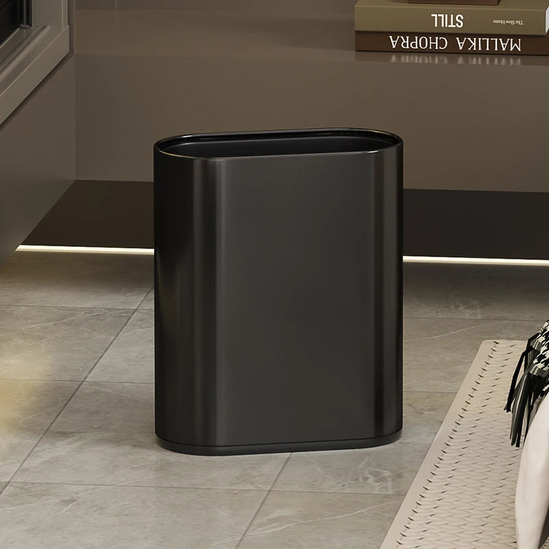 Leasylife Stainless Steel Narrow Slit Trash Can | Small Light Luxury Garbage Can for Bathroom & Bedroom