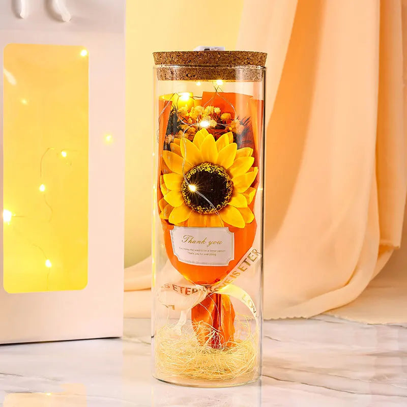 Preserved flower LED glass dome home decoration gift
