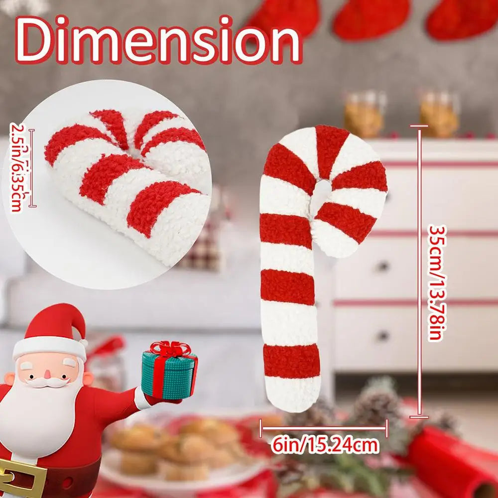 Christmas Candy Cane Throw Pillow 35cm/54cm Holiday Plush Soft Decorative Cushion for Sofa Bed Window Sill and Bedroom