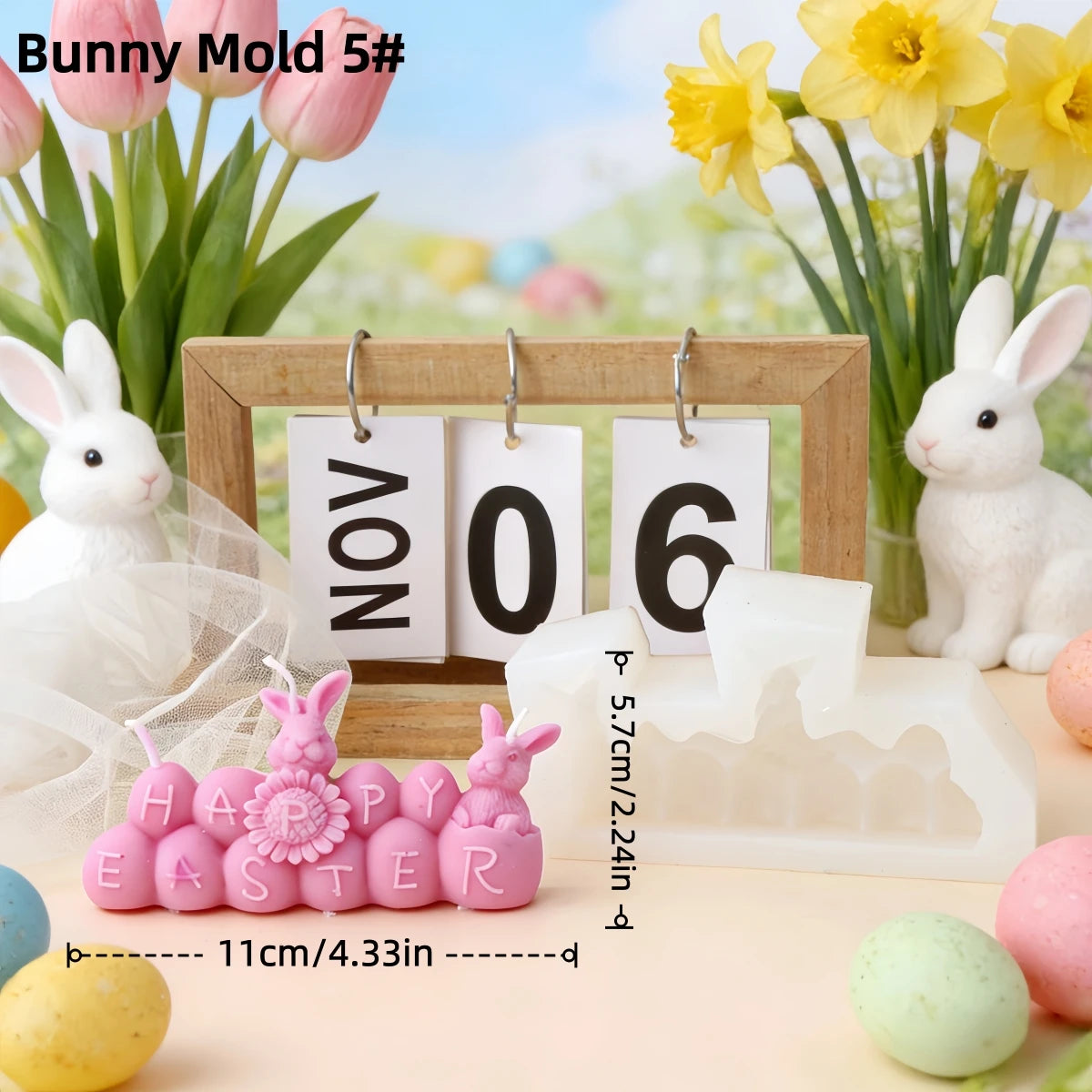 3D Easter bunny candle mold – silicone DIY mold for home décor and gifts USA