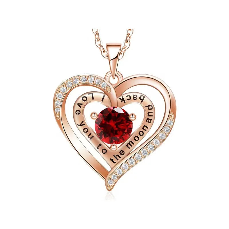 Romantic red zircon necklace luxury gift for her