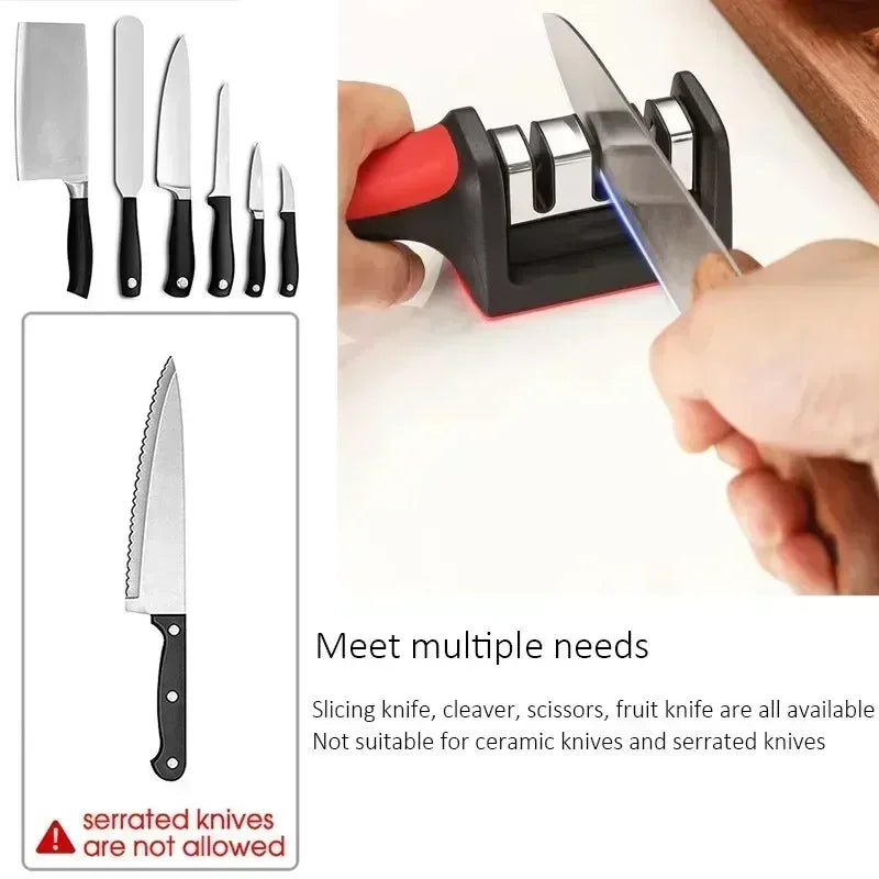 Knife sharpening tool – 3-stage ceramic and stainless steel multi-purpose USA