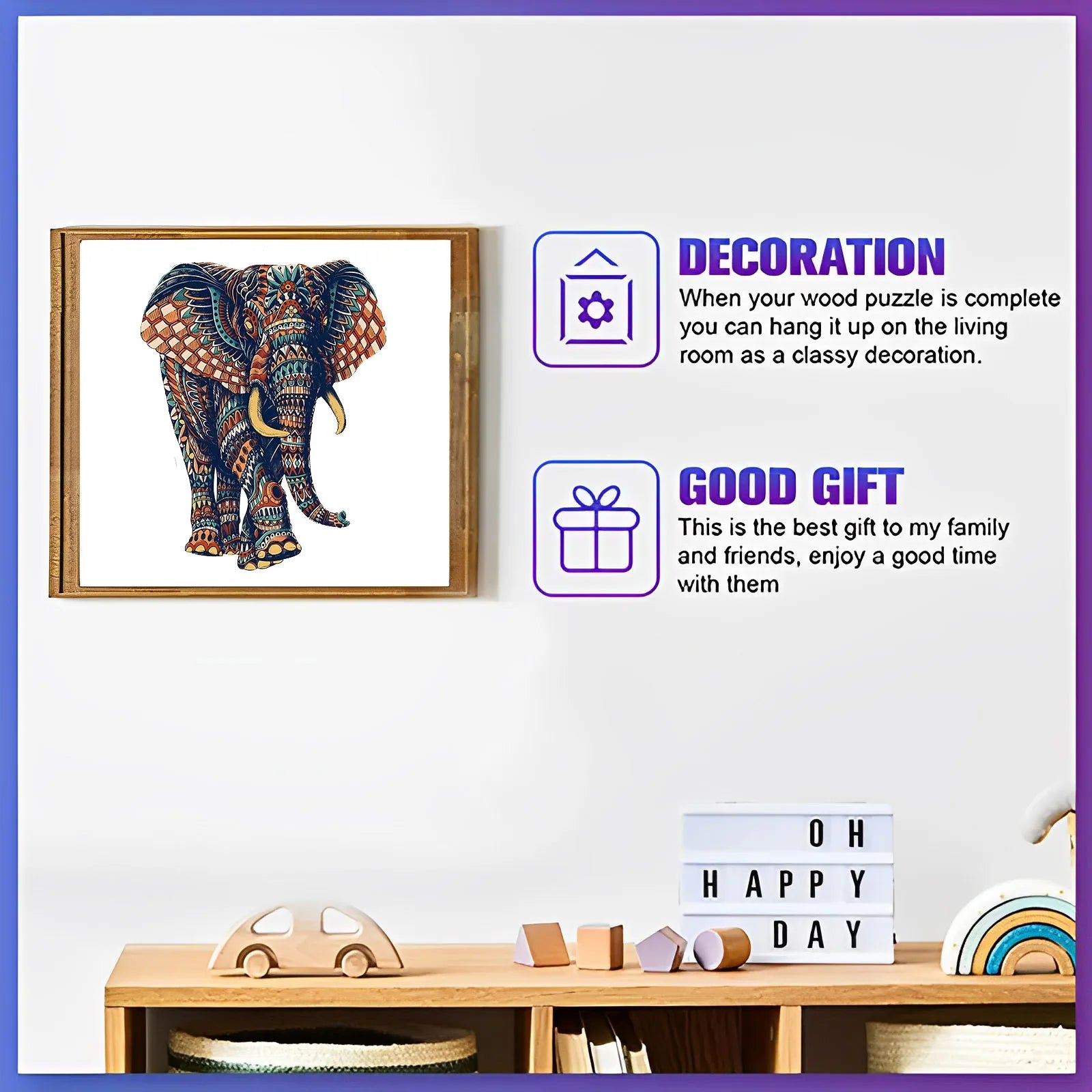 elephant wooden puzzle stress relief