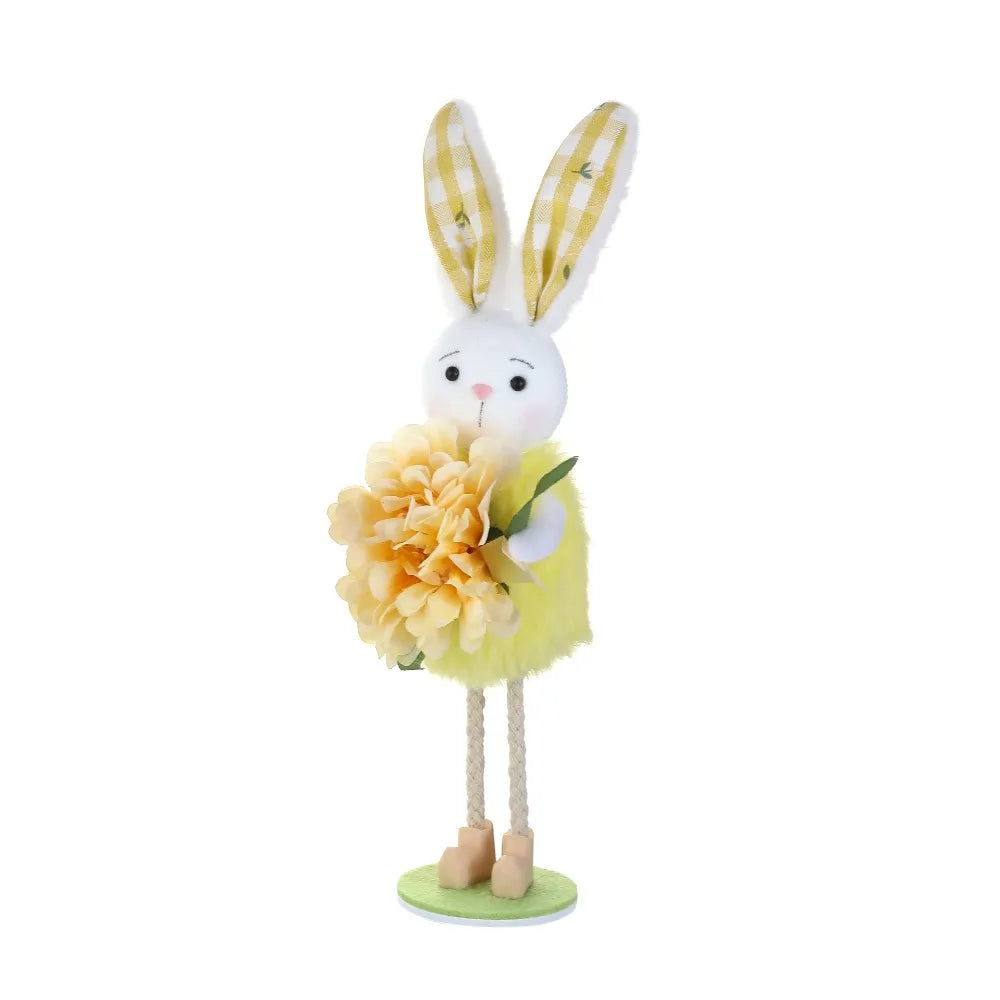 2Pc Funny Standing Easter Bunny Ornament Colorful Cartoon Rabbit Home Decor