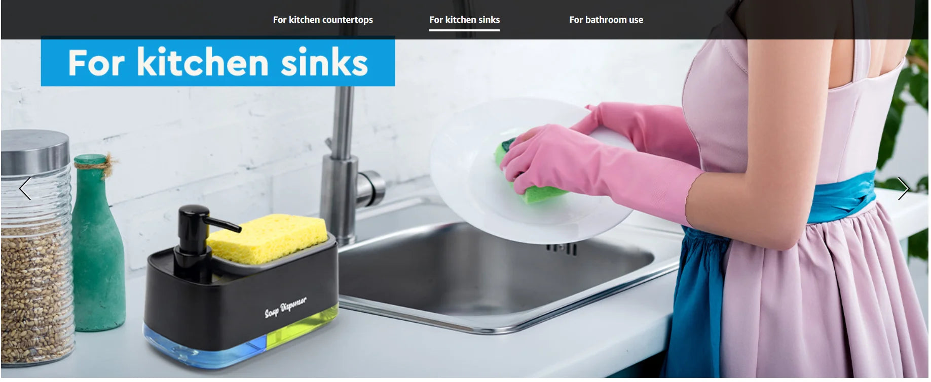 liquid soap dispenser with sponge holder tray