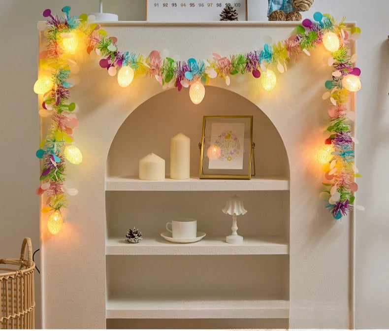2M Spring Easter Egg Garland with LED String Lights DIY Wreath Decor