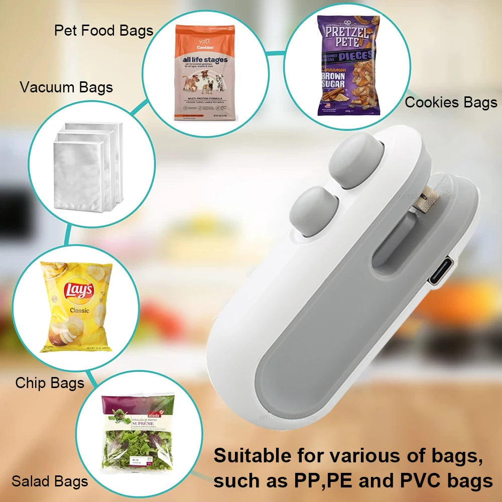 Mini heat bag sealing machine – handheld airtight food sealer, rechargeable USA