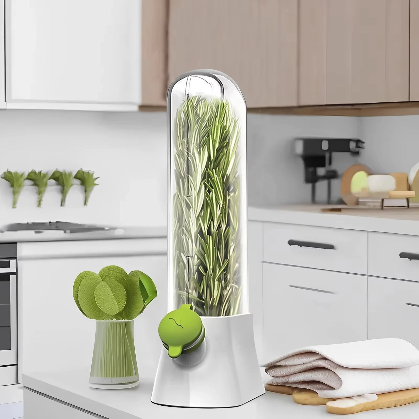 Space-saving Herb Crisper Saver Pod – perfect for fresh herbs, parsley, and asparagus USA