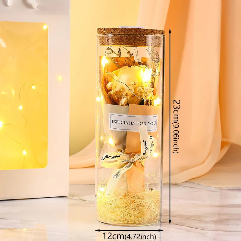 Romantic Preserved Flower Dome – LED Decorative Gift for Her