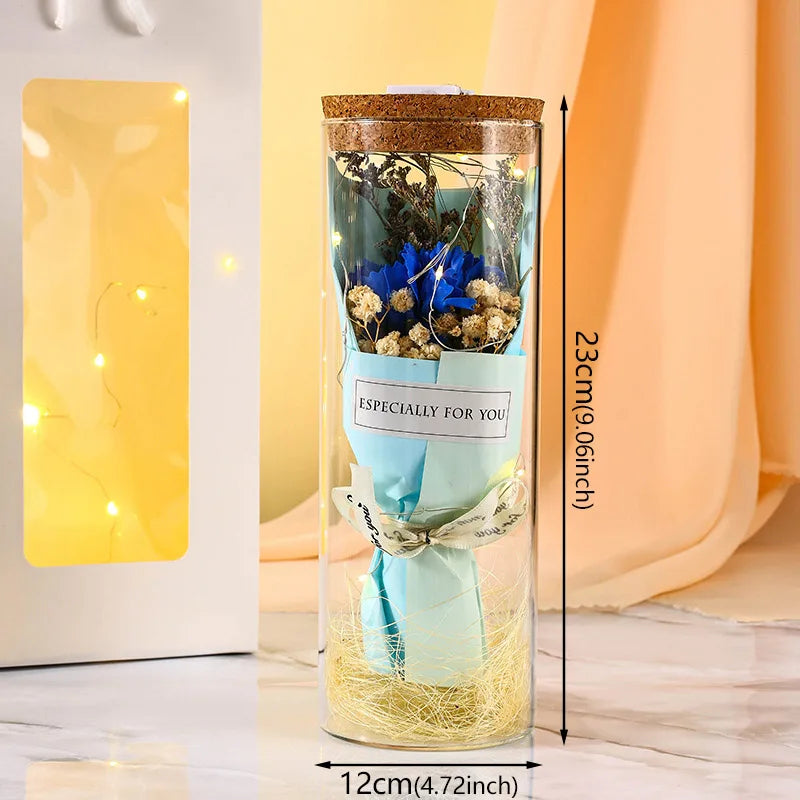 Eternal flower LED light glass dome home decoration
