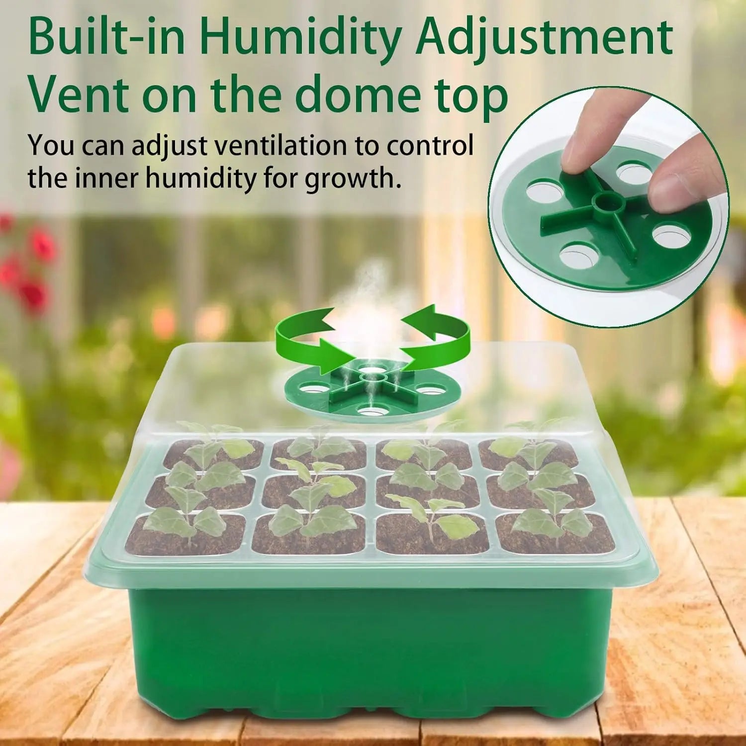 Seed starter tray kit – 10 pack with 12-grid trays, adjustable dome, and plant labels USA