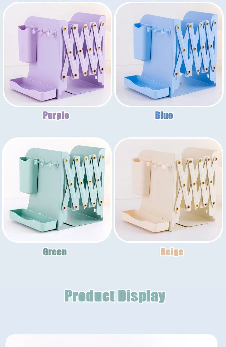 Desktop adjustable metal book stand – retractable bookshelf organizer USA