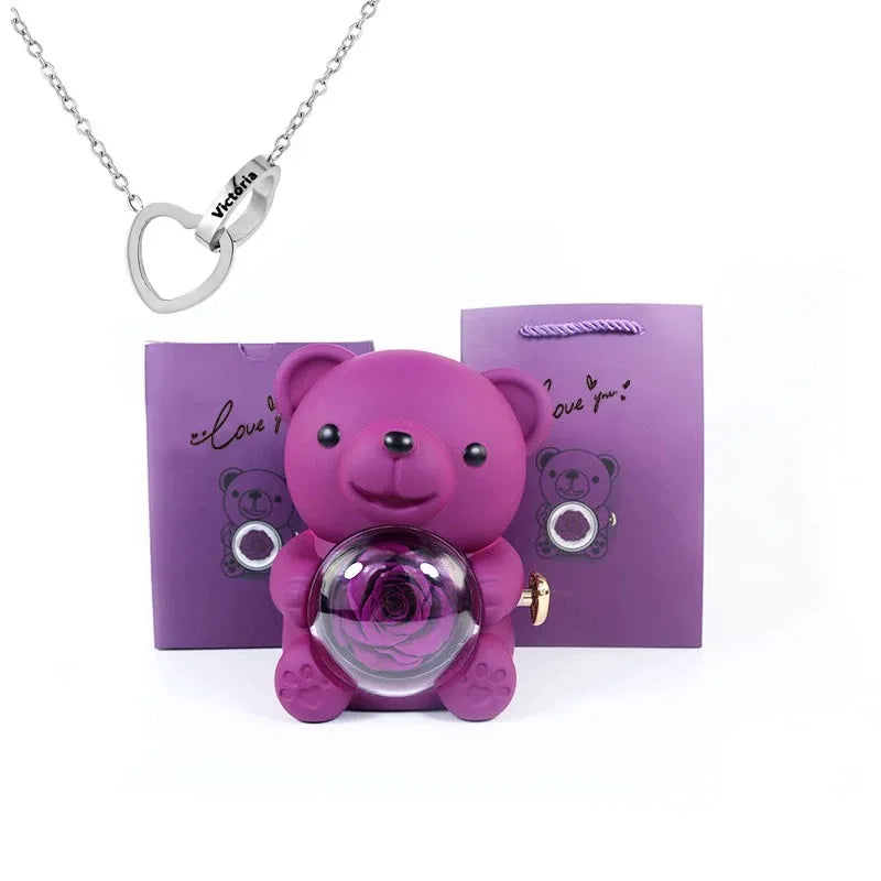 personalized romantic teddy bear jewelry gift for her