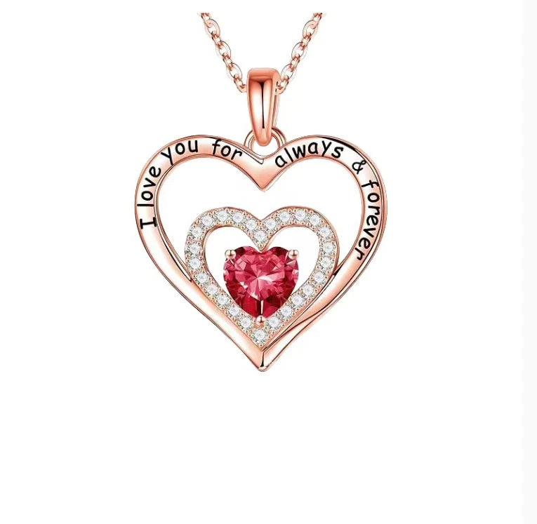 Luxury red zircon pendant necklace women jewelry