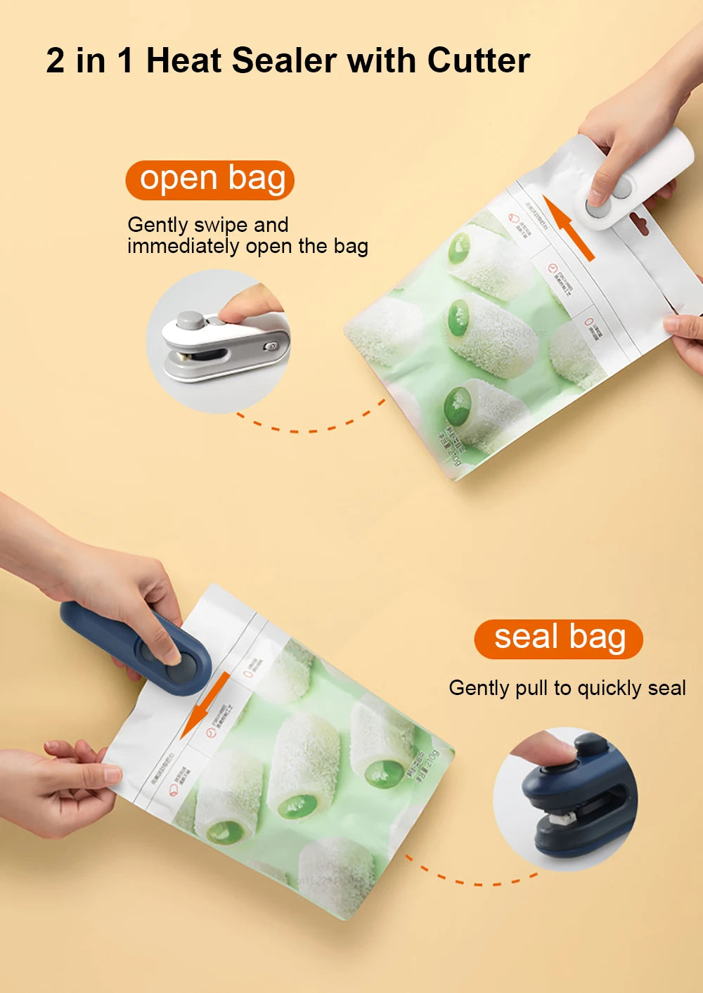 Rechargeable handheld bag sealer – compact heat sealing machine USA