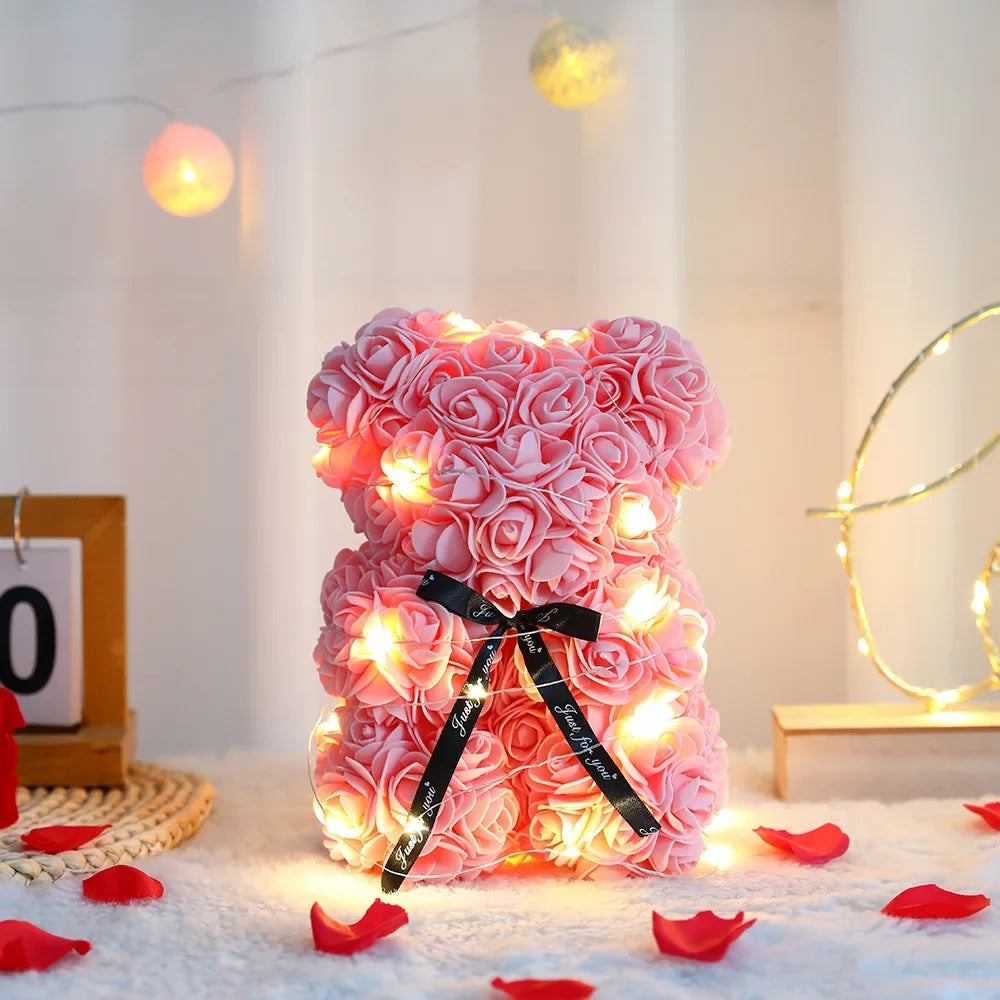 Rose bear valentines floral teddy gift for couples