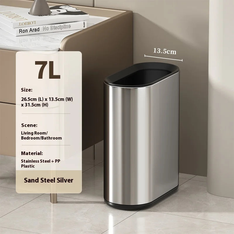Leasylife Stainless Steel Narrow Slit Trash Can | Small Light Luxury Garbage Can for Bathroom & Bedroom