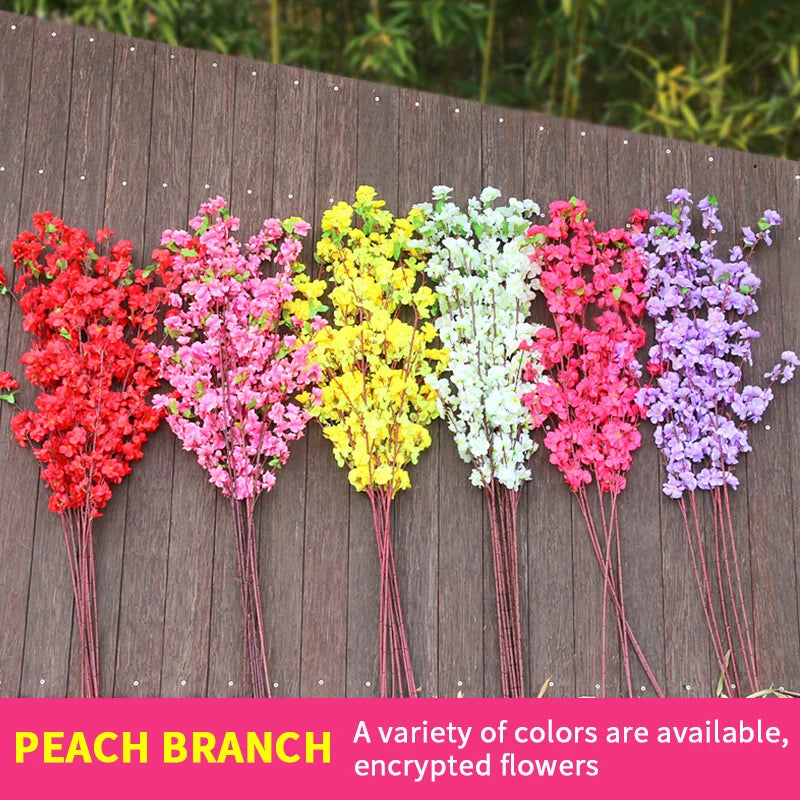 Spring peach blossom artificial flower branch for DIY decor