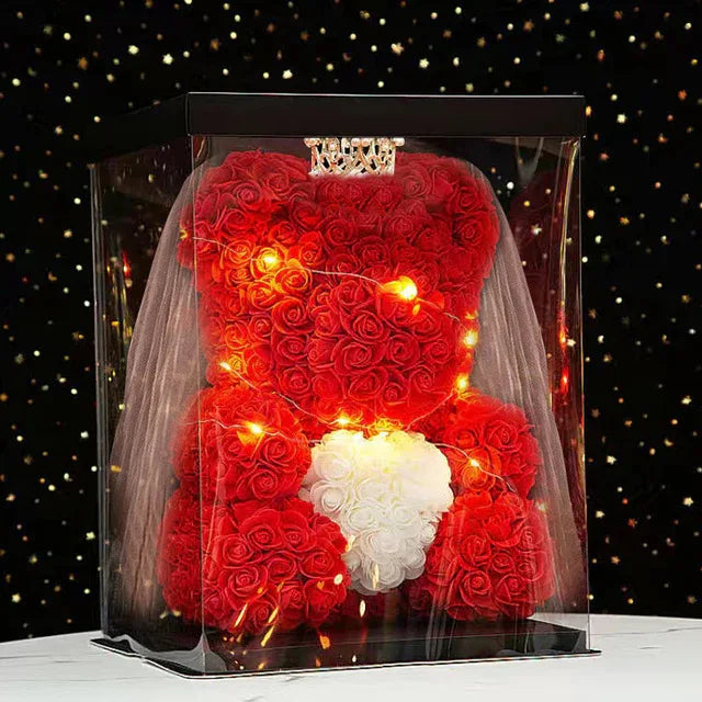 Valentines rose bear gift for couples celebration