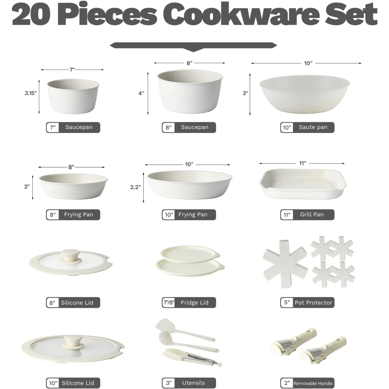 20 Pc Non-Stick Stackable Cookware Set 
