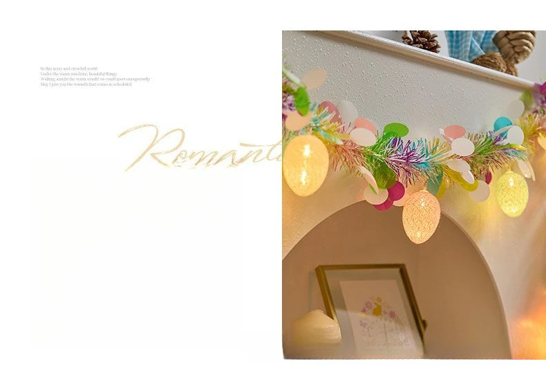 2M Spring Easter Egg Garland with LED String Lights DIY Wreath Decor
