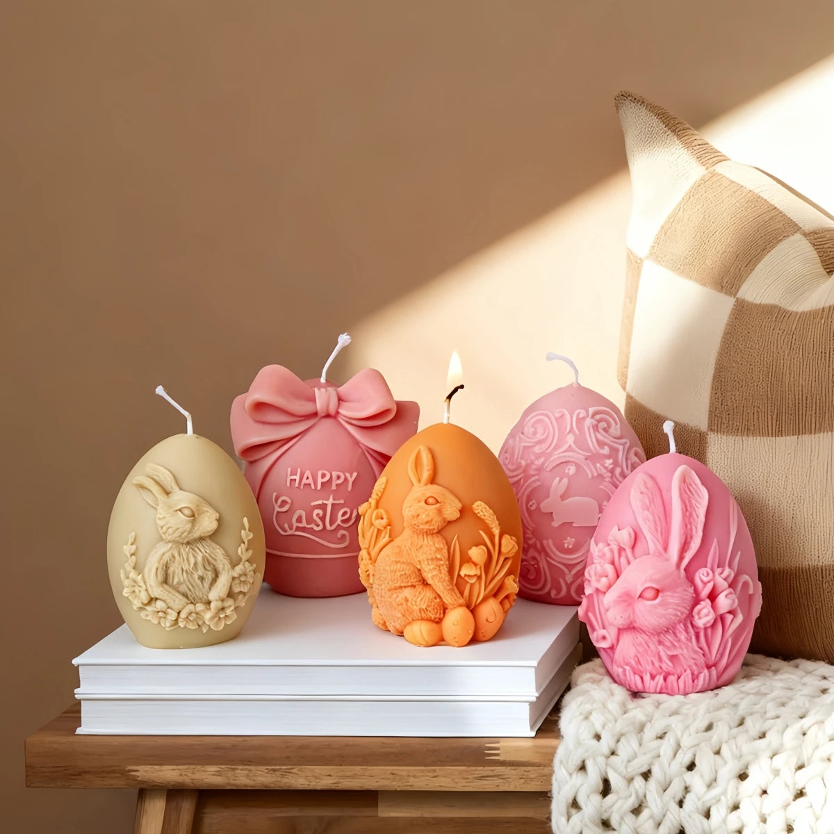 Silicone Easter candle mold set – 5 styles for DIY bunny and egg candles USA