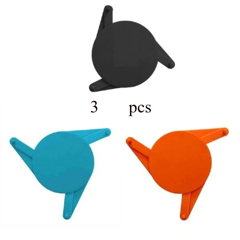 Three colorful plastic items in black, blue, and orange on a white background with '3 pcs' text.