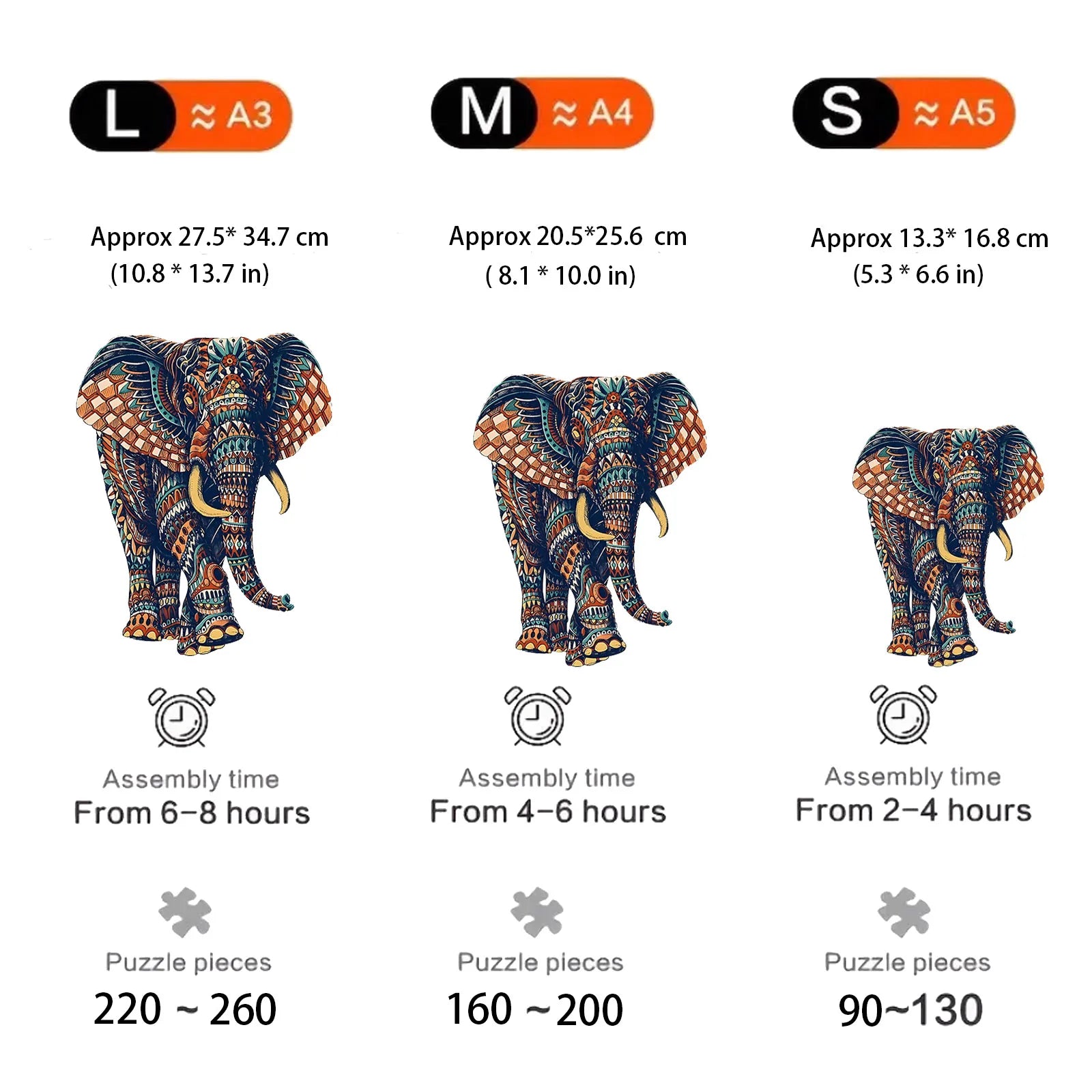 elephant wooden puzzle stress relief