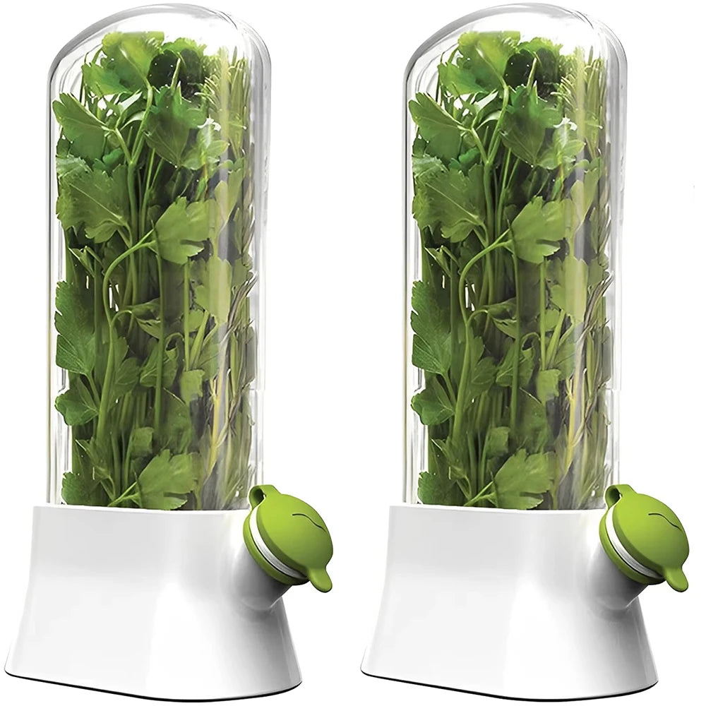 Keep herbs fresh with 2Pc Herb Crisper Saver Pods – space-saving and food-safe container USA