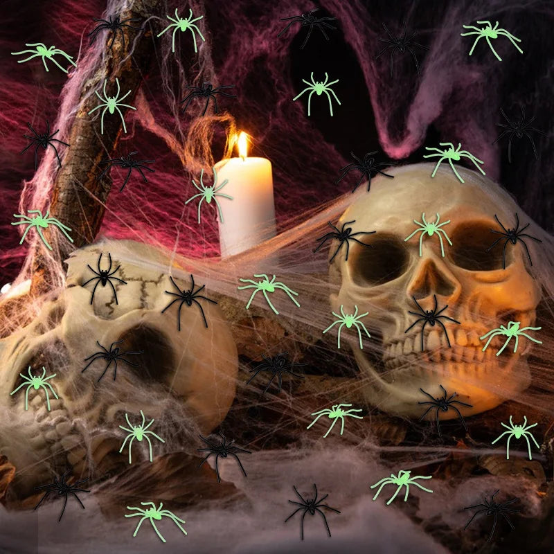 glow-in-the-dark Halloween spiders