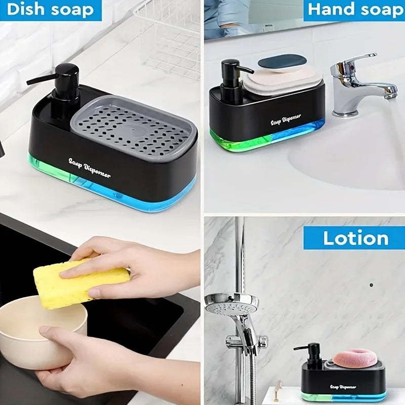 kitchen soap dispenser with built in sponge holder