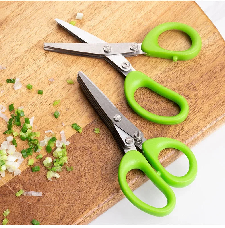Multi blade herb scissors – stainless steel tool for cutting scallions and peppers USA
