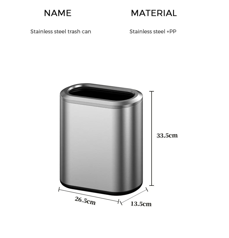 Leasylife Stainless Steel Narrow Slit Trash Can | Small Light Luxury Garbage Can for Bathroom & Bedroom