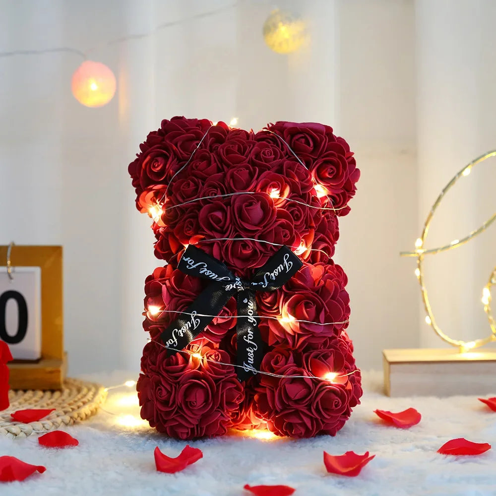Artificial rose bear valentines love symbol decor