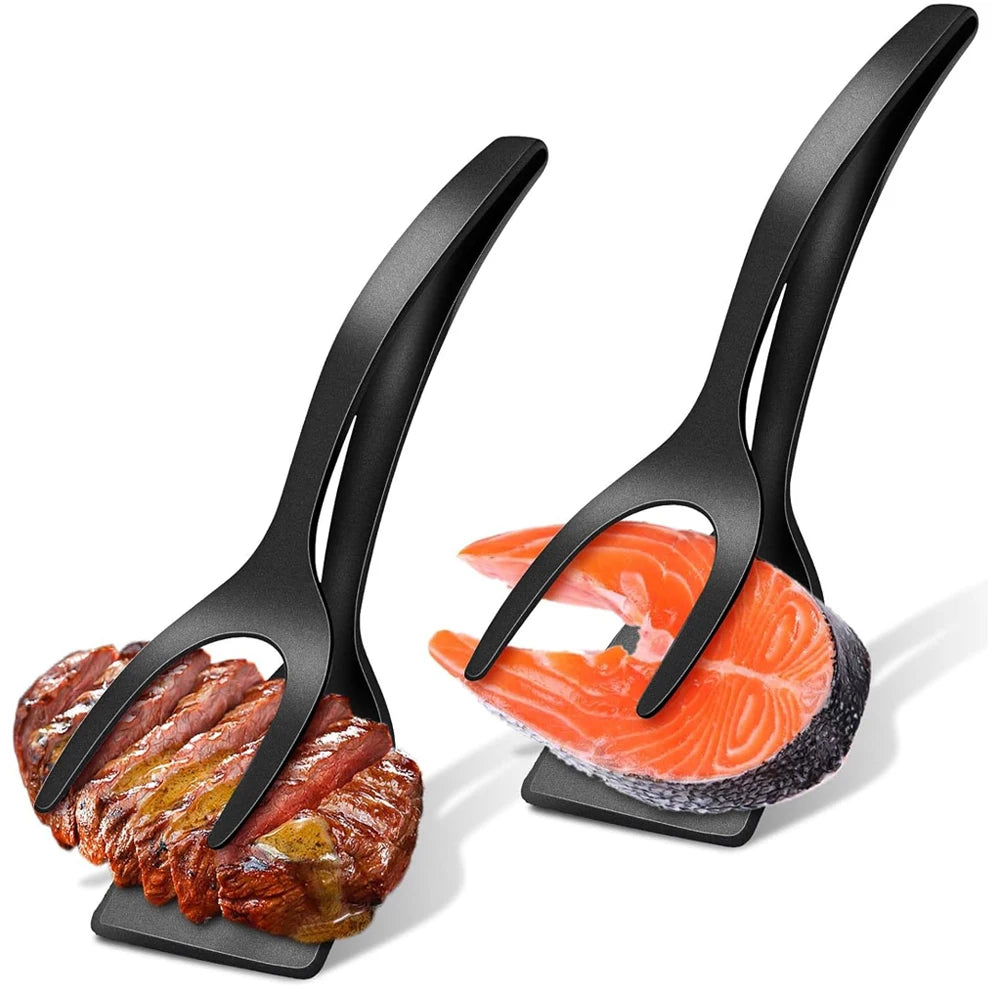 grip flip tongs spatula for nonstick cookware