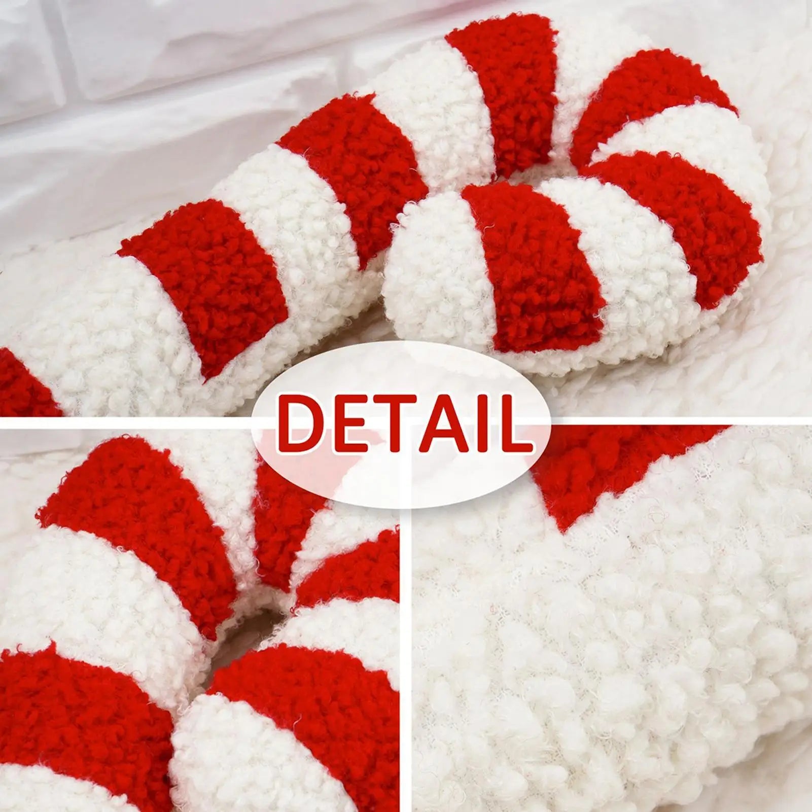 Christmas Candy Cane Throw Pillow 35cm/54cm Holiday Plush Soft Decorative Cushion for Sofa Bed Window Sill and Bedroom