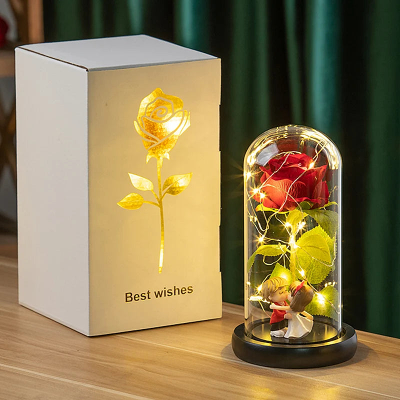 led rose flower dome night light for bedroom