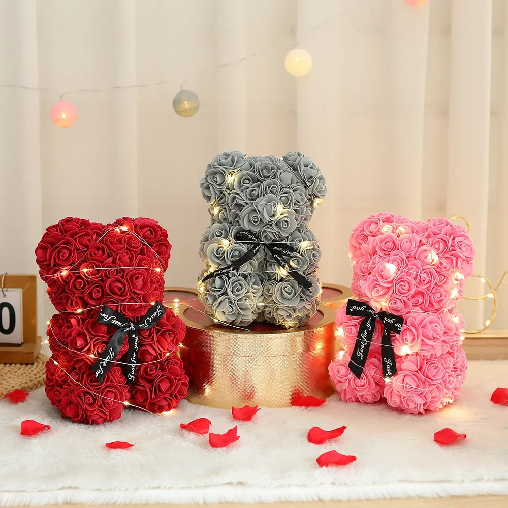 Valentines rose bear made with artificial roses