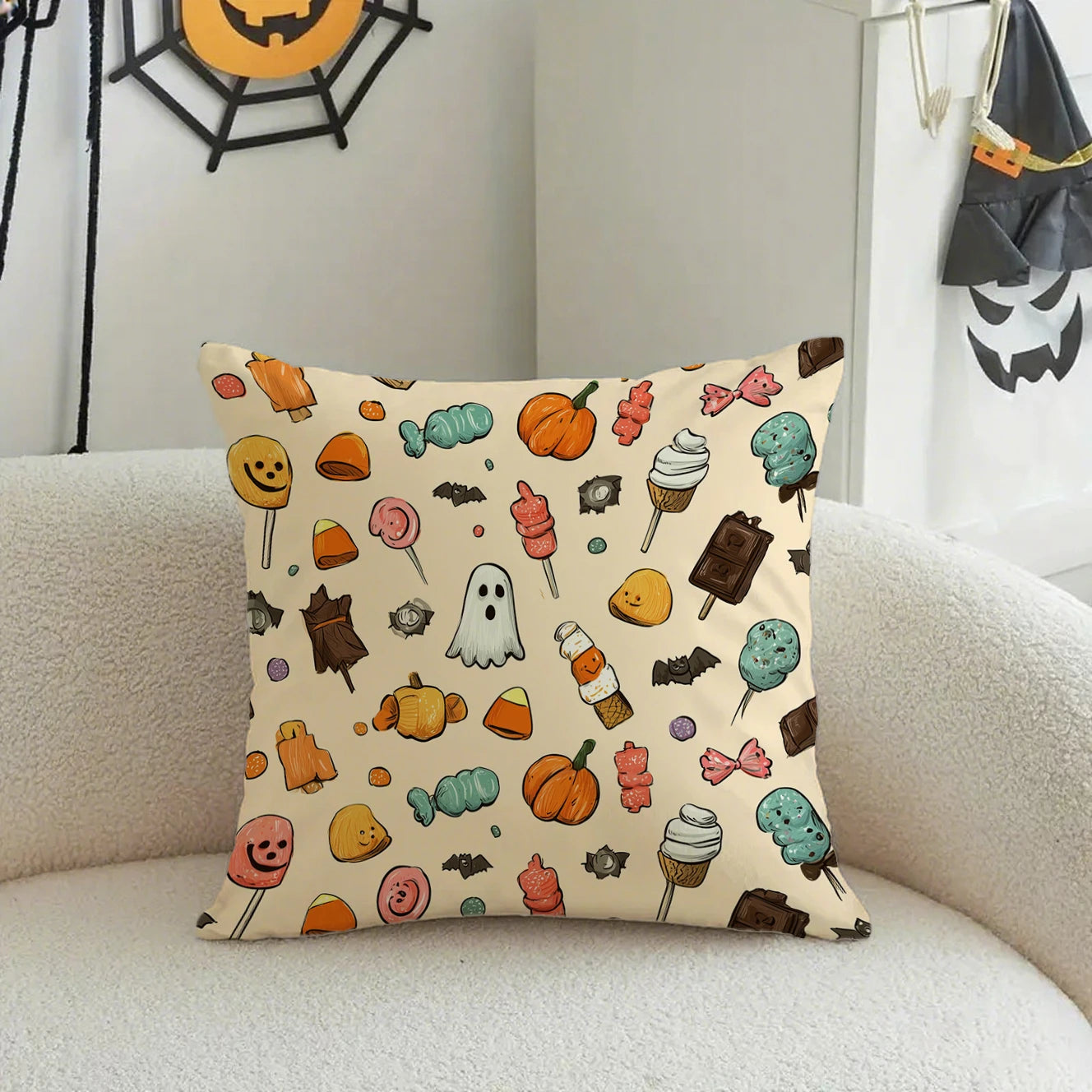 Halloween ghost pillow cover