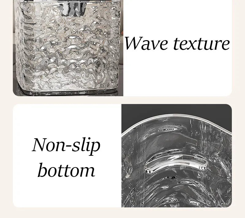 Mini Countertop Trash Can with Press Type Lid | Glacier Pattern Desktop Waste Bin for Home & Office