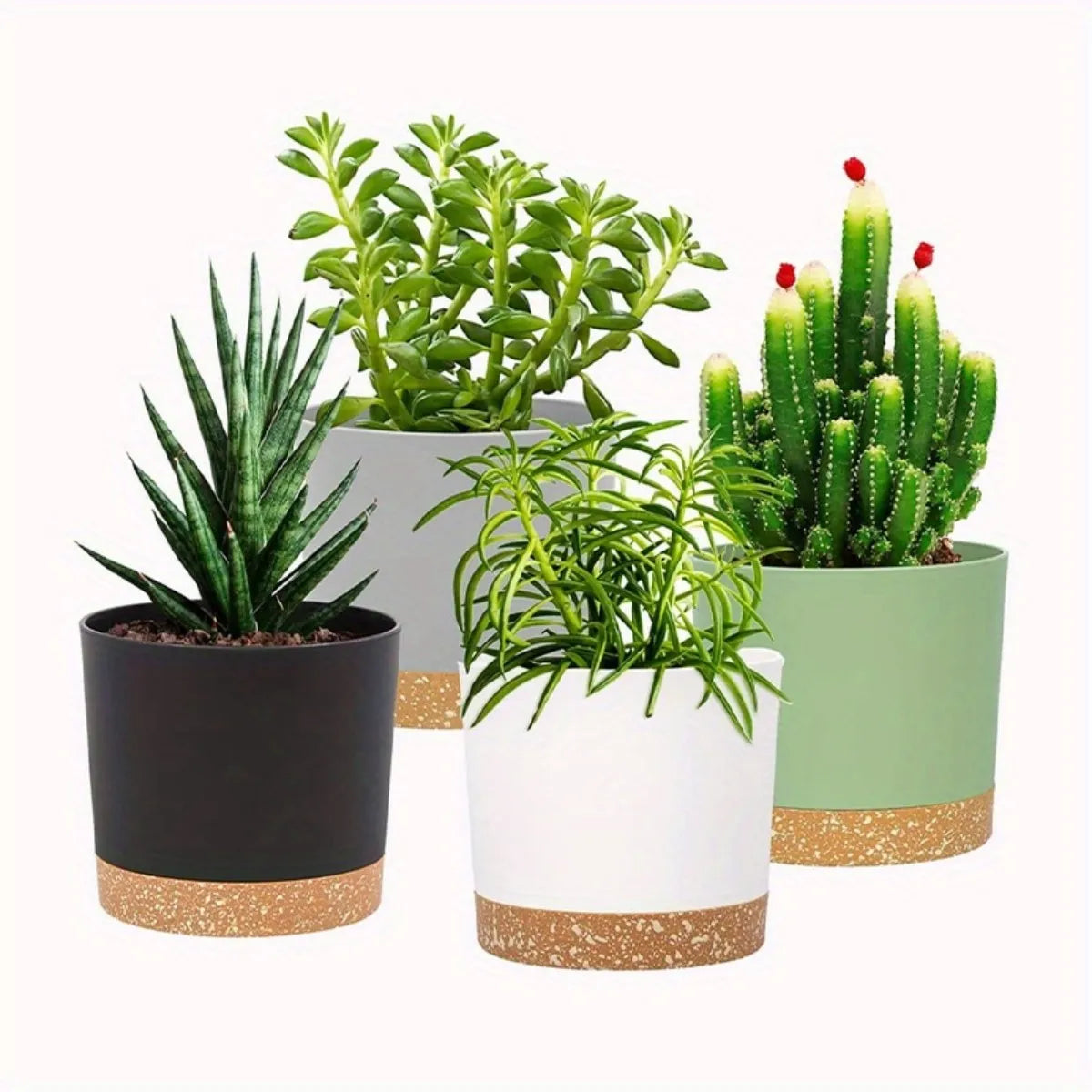 round flower pot set for indoor plants and herbs