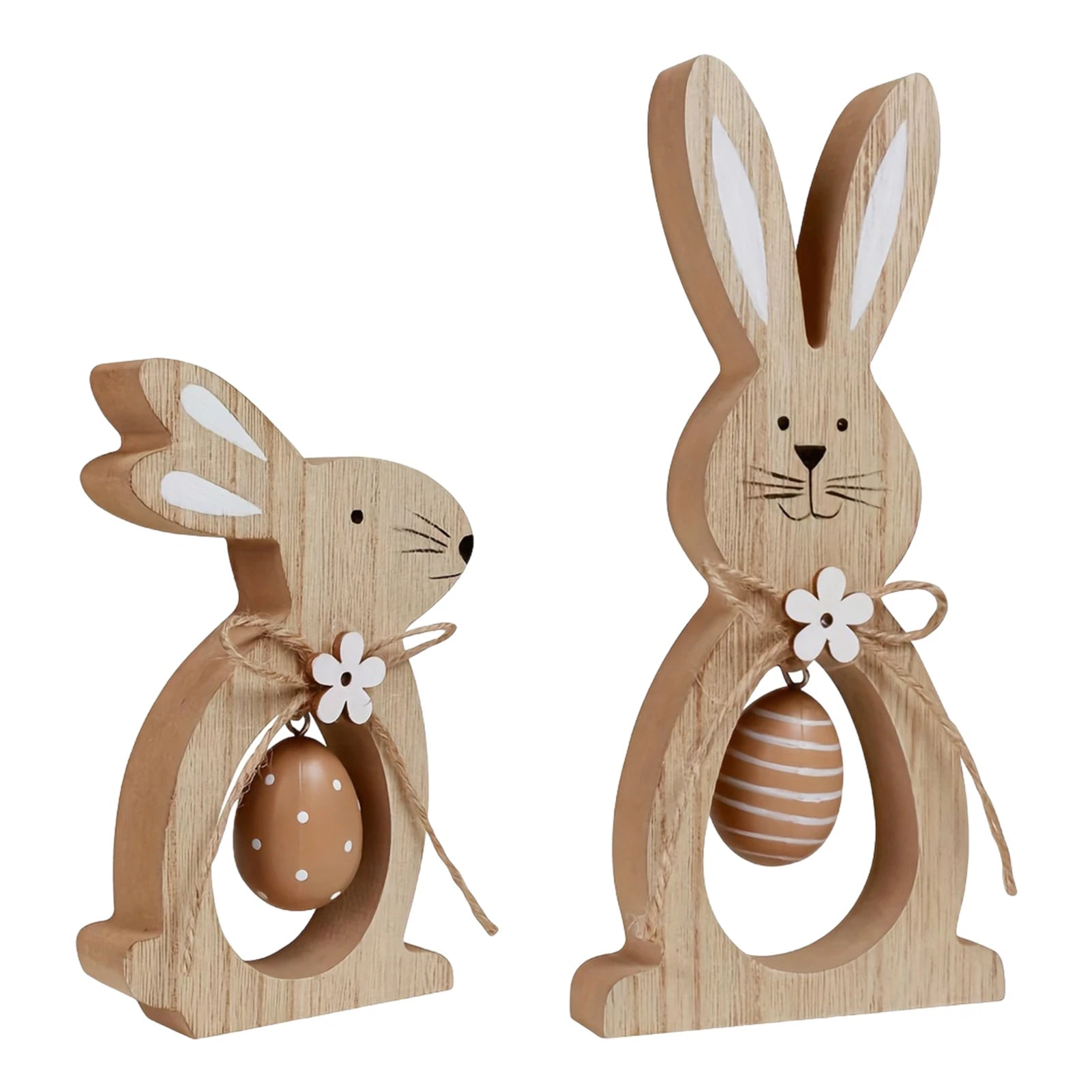 Wooden bunny with egg farmhouse spring tabletop decor