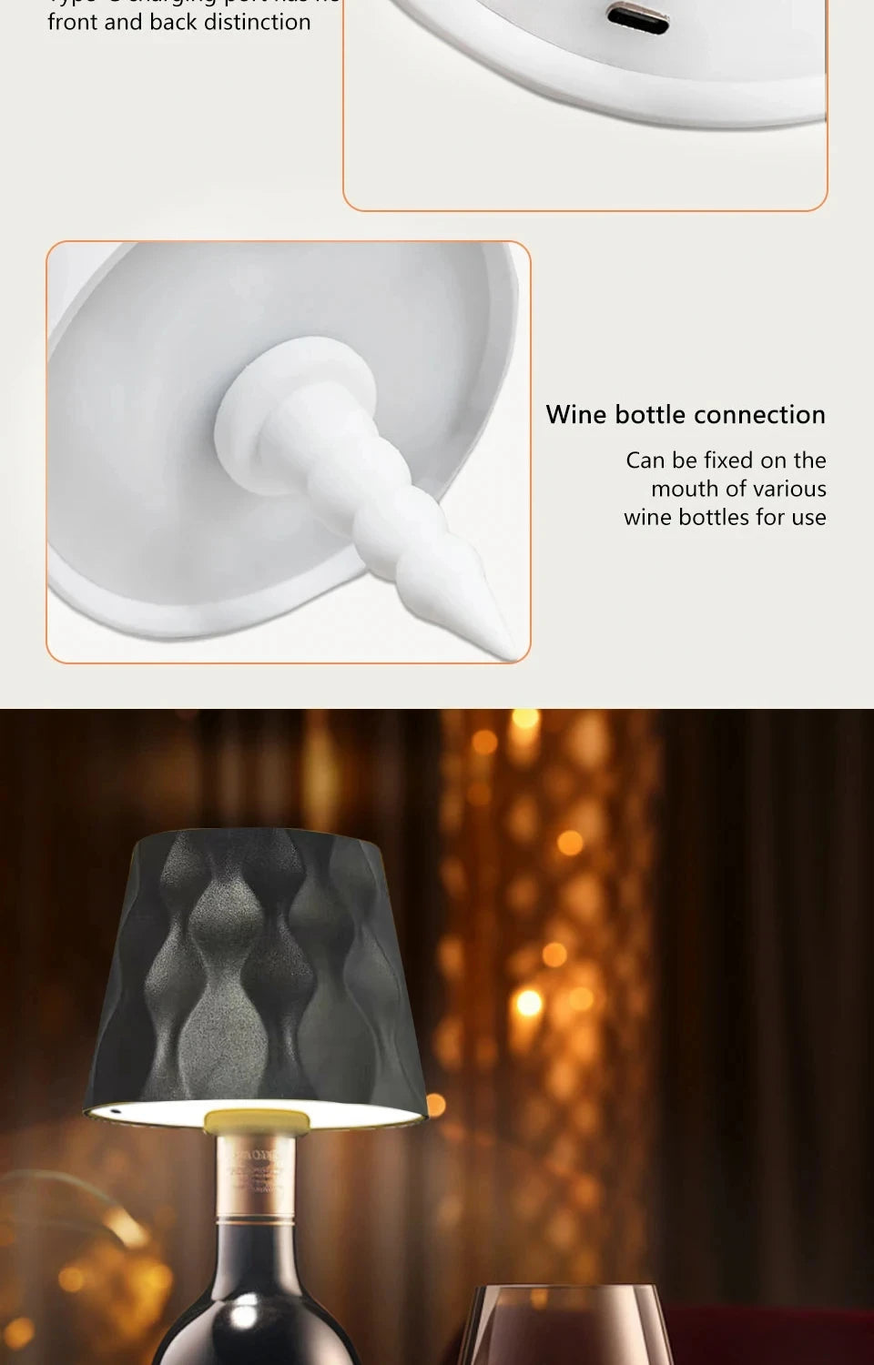 wireless LED bottle table lamp for bedside use
