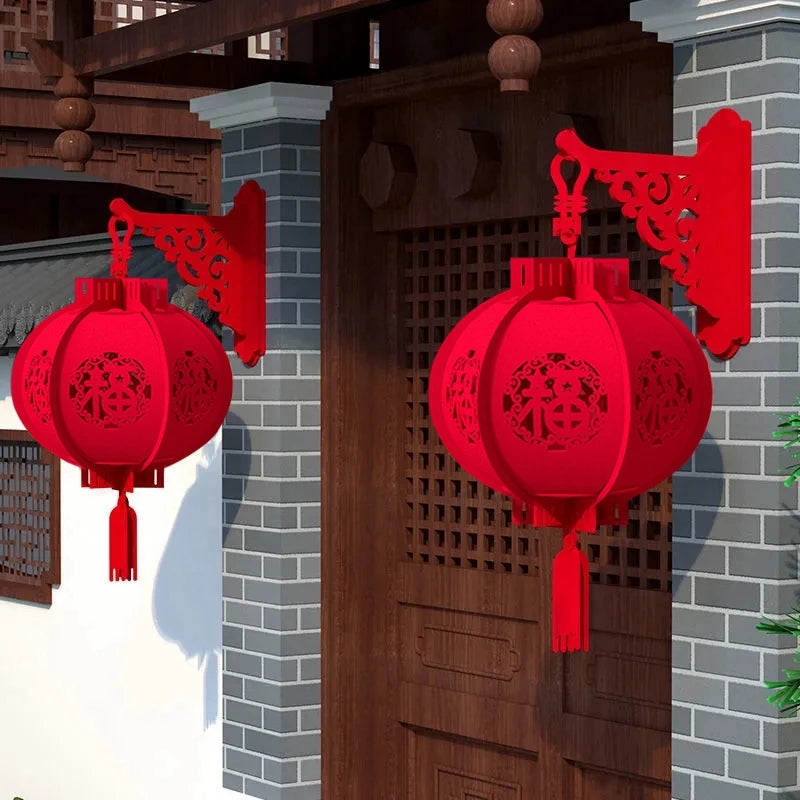 Traditional Chinese New Year red lantern hanging ornament with tassel