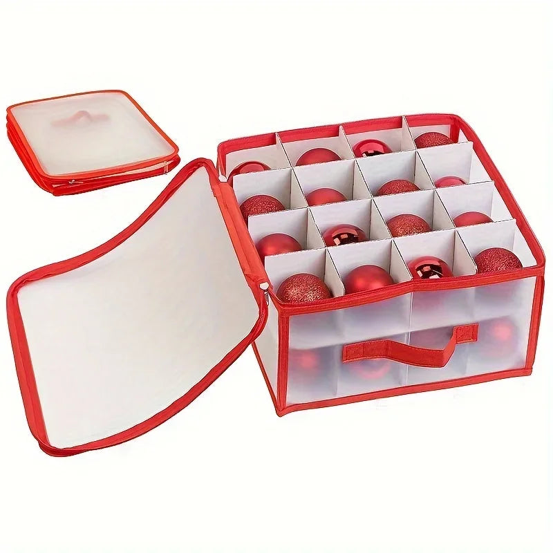Christmas Ornament Storage Box with Dividers – 32 or 64 Compartments